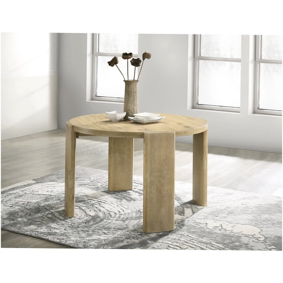 Modern Round Dining Table for 4 Person, 47" Oak Wood Kitchen Table with Stable Legs