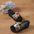 thumbnail image 4 of Lovskoo 2024 Women's Wedge Slipper Open Toe Summer Floral Platform Solid Color Floral Wedge Sandals Gray, 4 of 6