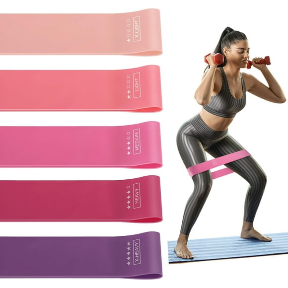HAHADAXA 5PCS Resistance Bands, Exercise Workout Bands Elastic Workout Bands, Exercise Loop Bands with 5 Resistance Levels for Women Men Home Fitness Strength Training Yoga Pilates