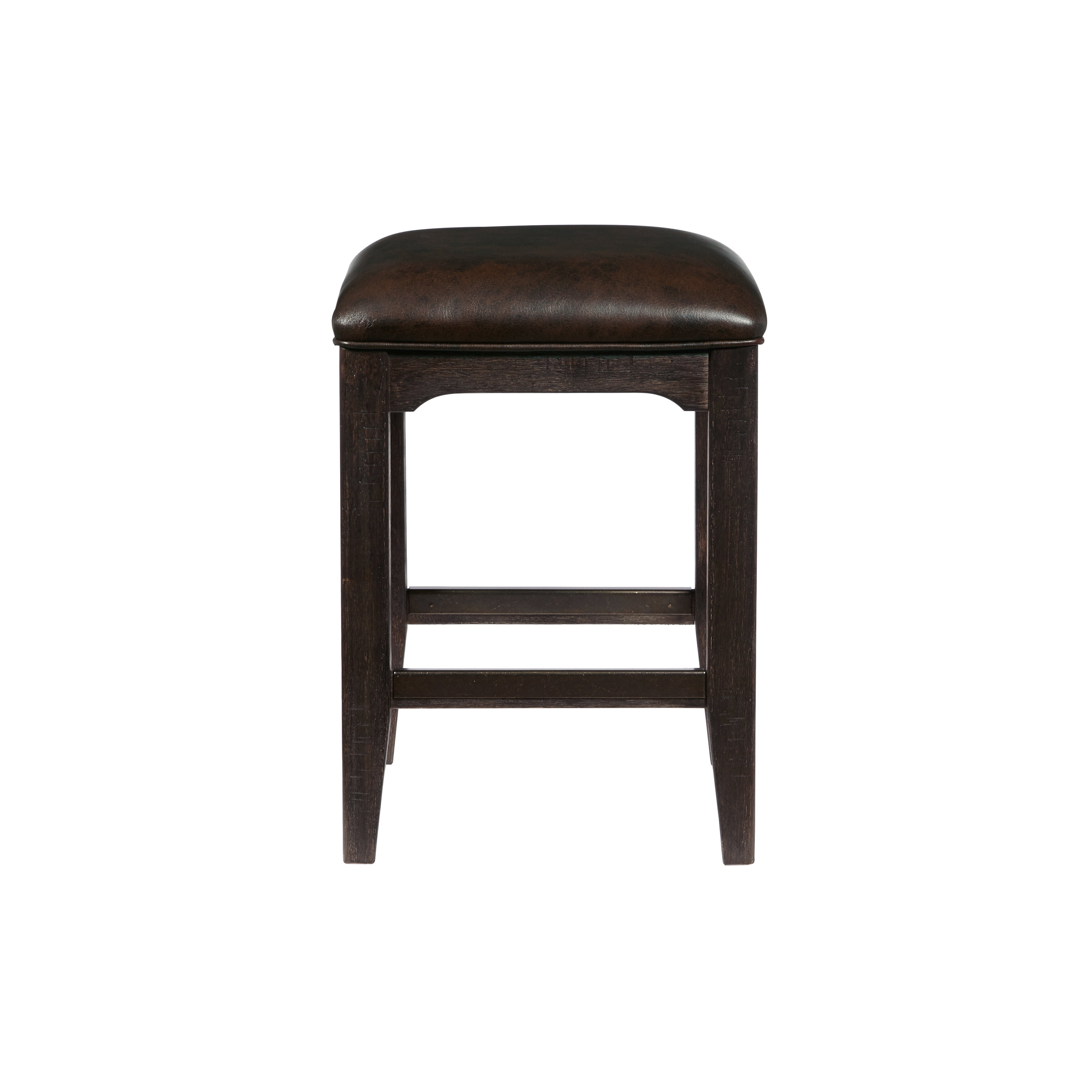 Gathering Stool with Wood Legs and Upholstered SeatFinish Distressed