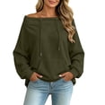 thumbnail image 2 of Karymi Plus Size Tops for Women Solid Off the Shoulder Hoodie, Oversized Long Sleeve Loose Pullover Sweatshirt with Front Kangaroo Pocket for Autumn Winter, 2 of 9