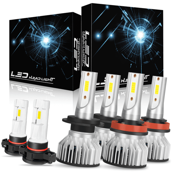 WVKVII LED Headlight Bulbs Compatible With GMC Acadia 2007-2012, H7 High Beam H11/H8/H9 Low Beam led headlight bulbs H16/5202 LED Fog Light Bulb,6500K White,Pack of 6