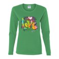 thumbnail image 2 of Colorful Rainbow Paint Love Streetwear Womens Graphic Long Sleeve T-Shirt, Kelly, X-Large, 2 of 3
