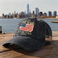 thumbnail image 2 of 250th Anniversary USA Embroidered Hat 4th of July American Flag Cap Adjustable Washed Casual Cap Patriotic Heritage Gift for Men Women Veterans,Black, 2 of 5