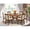Light Beige, variant on Luxe by East West Furniture 7-Pc Dining Set Of A Pedestal Kitchen Table, 6 Light Tan Upholstered Chairs