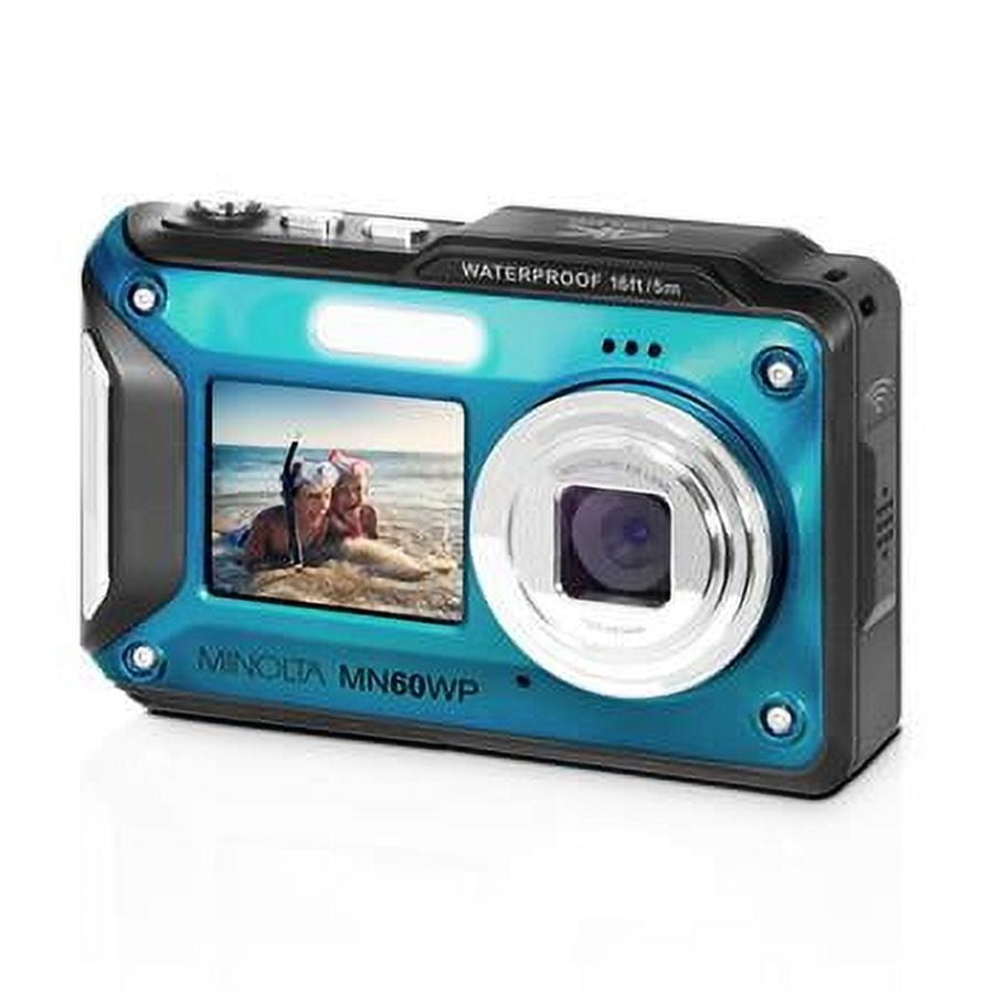 Minolta MN60WP-BL MN60WP 48 MP 4K Ultra HD Waterproof Camera with Wi-Fi & Dual LCD - Blue