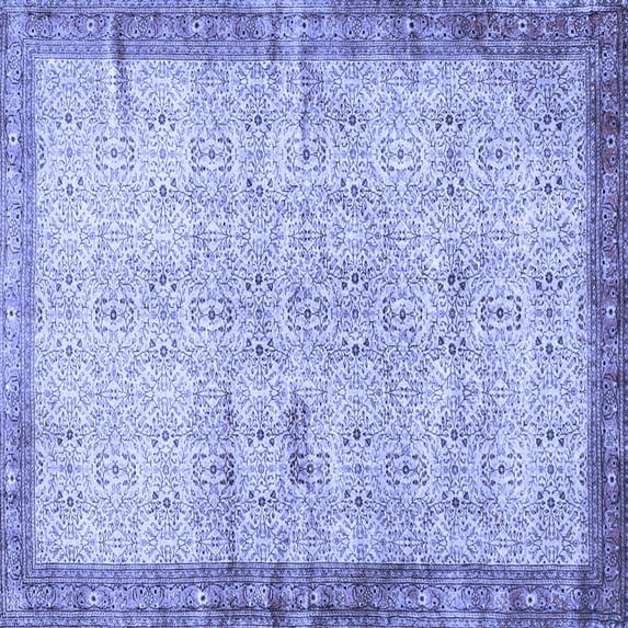 Ahgly Company Machine Washable Indoor Square Oriental Blue Traditional Area Rugs, 3' Square