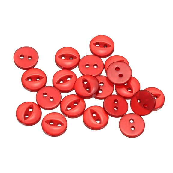 Uxcell 20pcs 16L Red Round Sewing Buttons 10mm 3/8" Resin 2-Hole Fish Eye Craft Replacement Button