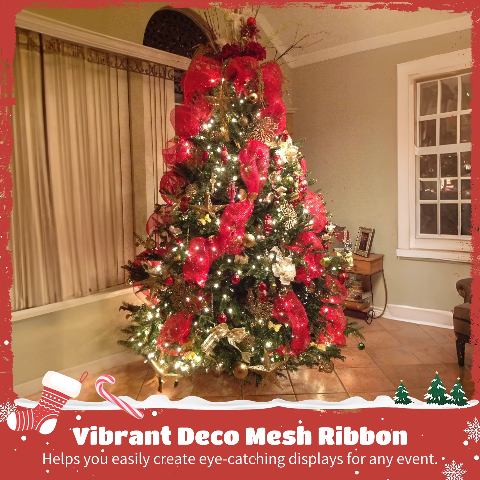 12 Rolls Deco Mesh Ribbons, 29.5 ft x 10.2 in Metallic Foil Poly Mesh, Assorted Colors, Flexible Wrap Netting for Wreath Making Crafts, Party Decorations