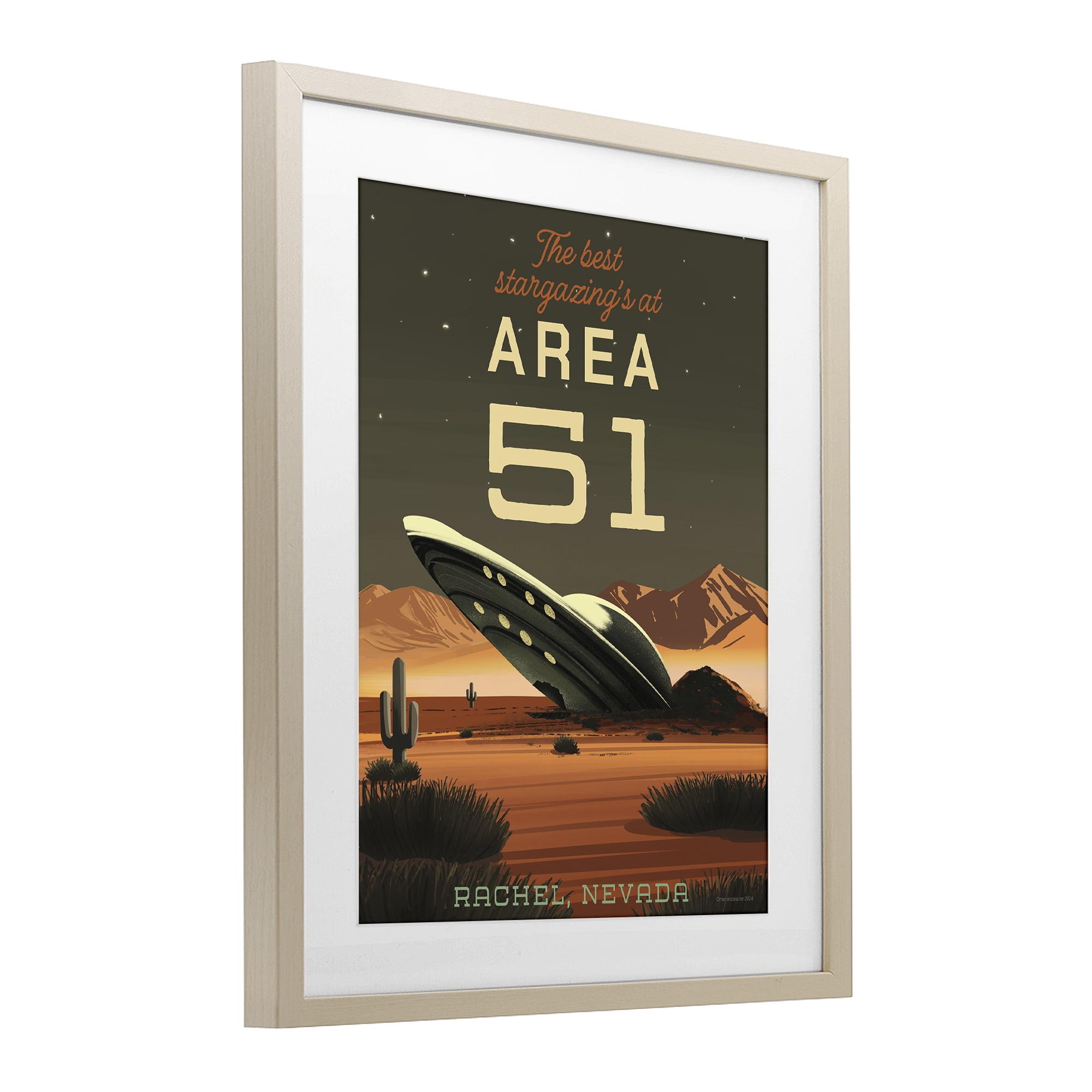 Stupell Industries Stargazing Area 51 Birch Framed Print Under Glass, design by Omar Escalante
