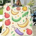 thumbnail image 6 of 1pc Fruit and Vegetable Print Flannel Blanket - Soft Warm Throw with Banana, Beet, Pickles - Lightweight All-Season Indoor/Outdoor Blanket for Home, Office, Camping, Travel - Perfect Gift for Veggie, 6 of 7