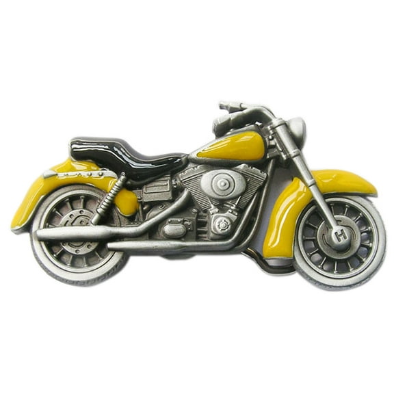 Vintage Yellow Enamel Heavy Motorcycle Biker Rider Belt Buckle