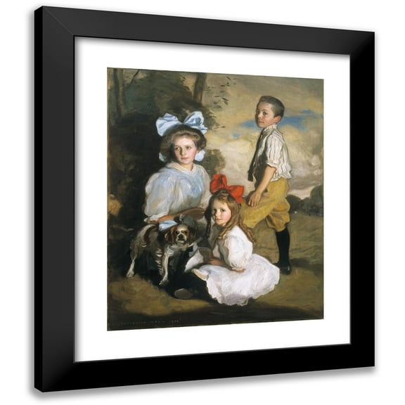 Harrington Mann 12x14 Black Modern Framed Museum Art Print Titled - Portrait of Three Knox Children (1909)