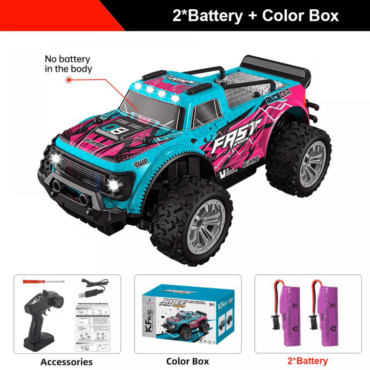 RC Cars High Speed Remote Control Car for Girls, 1:20 Scale RC Truck 2.4GHz 4WD All Terrain with Lights for Adults Kids Christmas Gifts (Sky Blue)