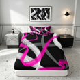 thumbnail image 4 of Manfei Abstract Brushstroke Twin Sheets, Pink White Gray Bedding, Black Reversible 3pcs1 Flat Sheet + 1 Fitted Sheet + 1 Pillowcase, 4 of 6