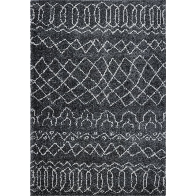 Ladole Rugs Tapis Moderne Doux et Synthétique à Motifs Treillis Gris-Ivoire