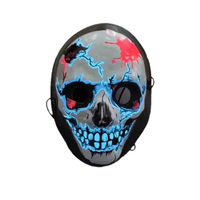 Máscara LED de calavera brillante para Halloween con azul eléctrico y rojo