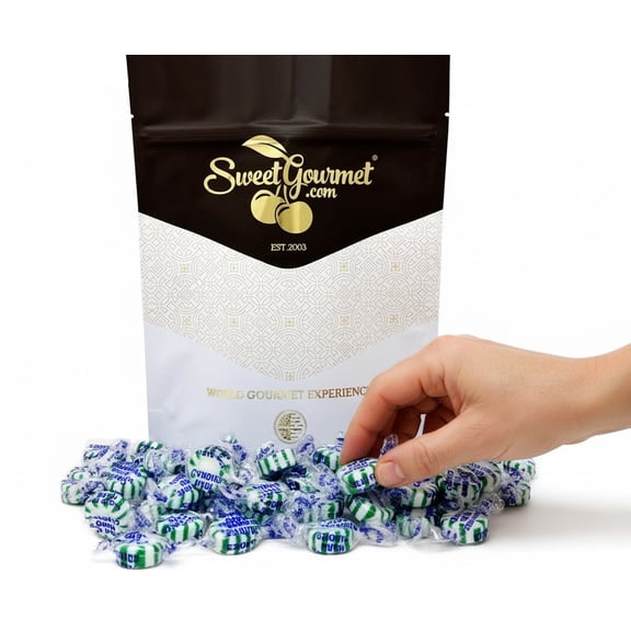 SweetGourmet Sugar-Free Spearmint Starlight Hard Candy, Individually Wrapped, Bulk Candy, 1 Pound Bag
