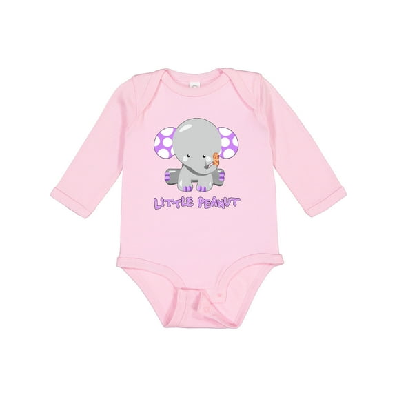 Inktastic Little Peanut Cute Baby Elephant Boys or Girls Long Sleeve Baby Bodysuit