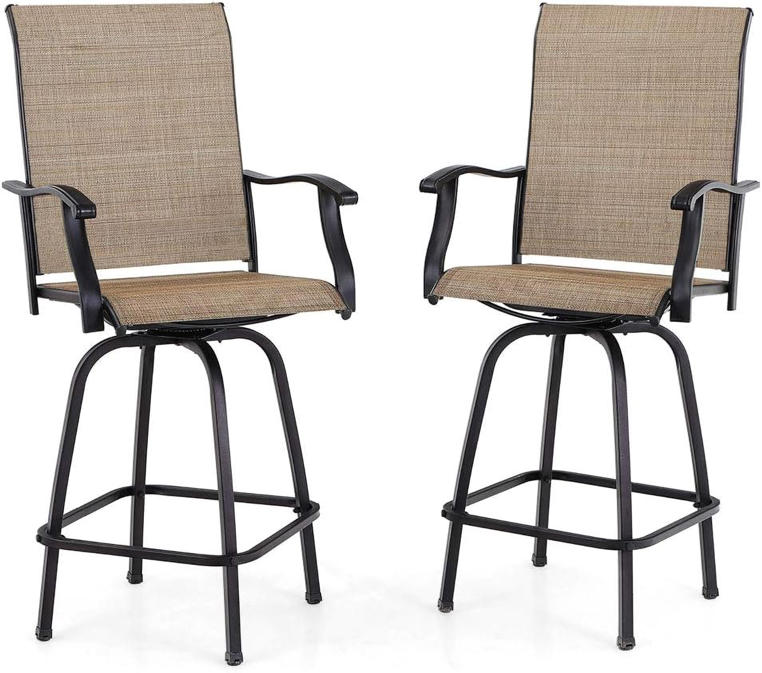 RUseeN Patio Swivel Bar Stools Set of 2, Outdoor Bar Height Patio