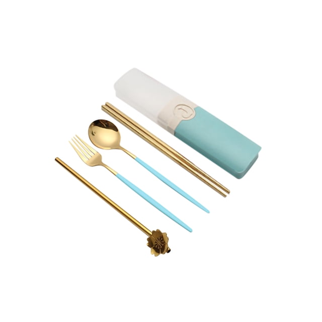 Awdenio Nouveau Ensemble de Couverts Portugais en Acier Inoxydable Boîte de Rangement Portable Cinq Pièces