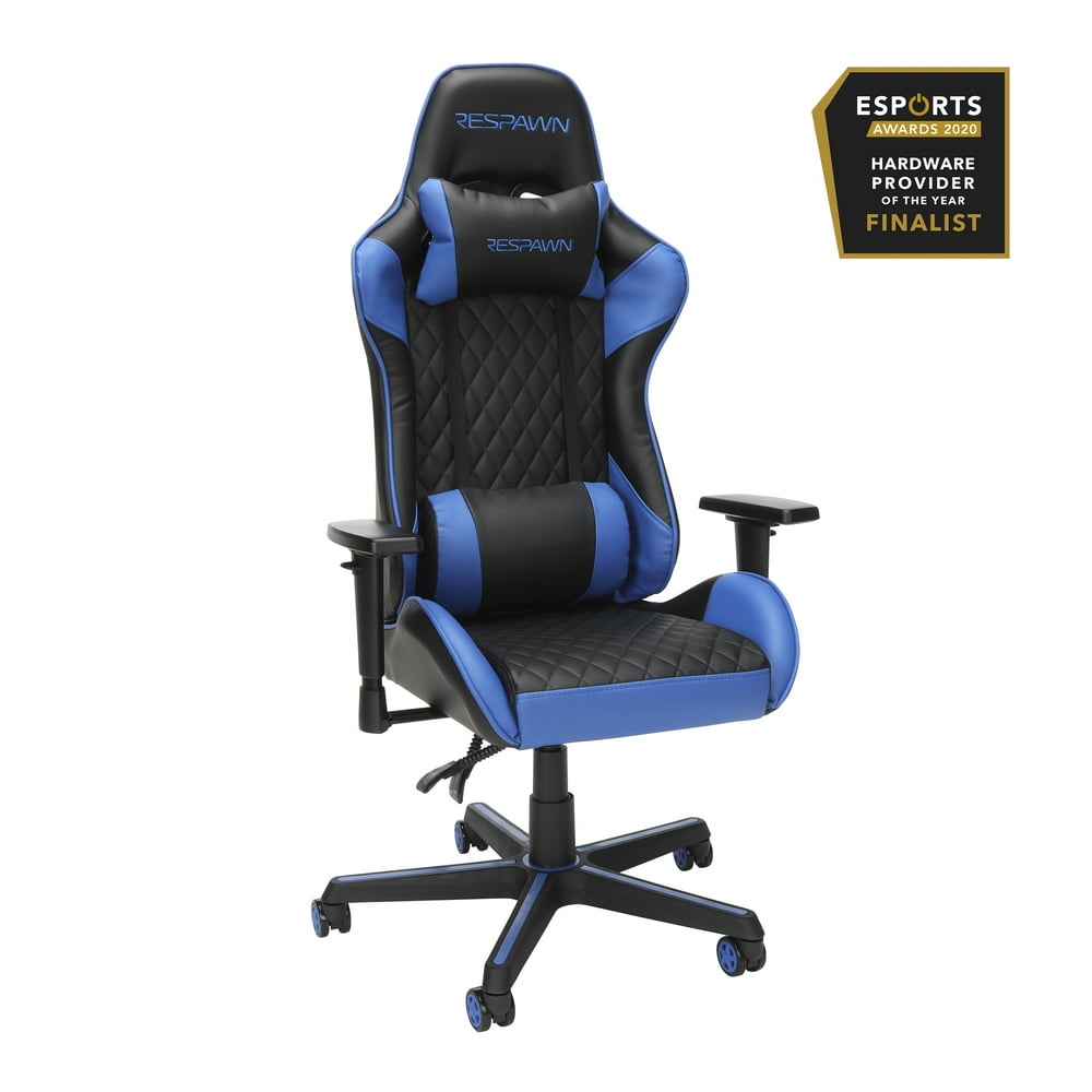 RESPAWN100 Racing Style Reclining Ergonomic Leather Gaming Chair, Blue
