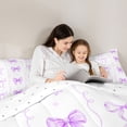 thumbnail image 5 of Erosebridal Girls Bowtie Gifts 7-Piece Bedding Comforter Set,Purple Bowknot Kids King Bedding Sets,Reversible, 5 of 7