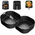 thumbnail image 1 of Doublure en Silicone pour Friteuse à Air Chaud, 2 Pcs Panier Carré de 9 Pouces, Plateau en Silicone, Inserts pour Friteuse à Air de 6 à 9 QT, Accessoires Réutilisables pour Four à Micro-Ondes Cosori Philips Ninja, 1 of 8