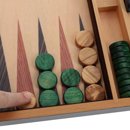 WE Games Olive Wood Backgammon Checkers/Chips in Green & Natural