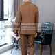 thumbnail image 2 of Trajes de estilo chino para hombre, traje de cuello alto, doble botonadura, 3 bolsillos reales, traje de boda ajustado (Blazer + Pantalones), 2 piezas, 2 of 5