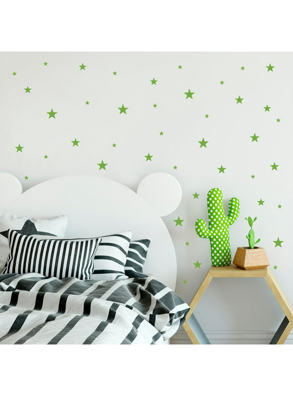 Set of 300 Stars Assorted Self Adhesive Wall Pattern Decal Stickers Star Decals Self Adhesive Waterproof - Size: Assorted .5"-3" - Color: Lime Green