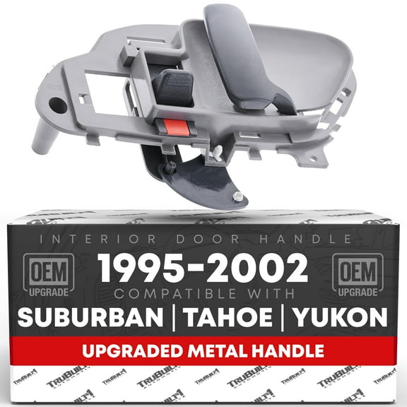 Interior Front/Rear Passenger Door Handle Upgraded Metal - Compatible with 1995-1999 Chevrolet GMC C1500 & K1500 Suburban, C2500 & K2500 Suburban, 95-00 C3500 & K3500, 95-02 C5500 - Gray, OEM 1570804