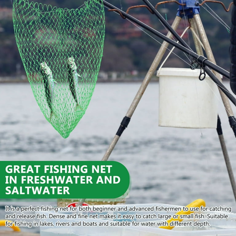 Ribalciki Accessories Sturgeon Fishing Net Copy Head 2 Pcs Fishnets Mesh Trout Lures Tackle Nylon Dip, Size: 65x50cm, Green