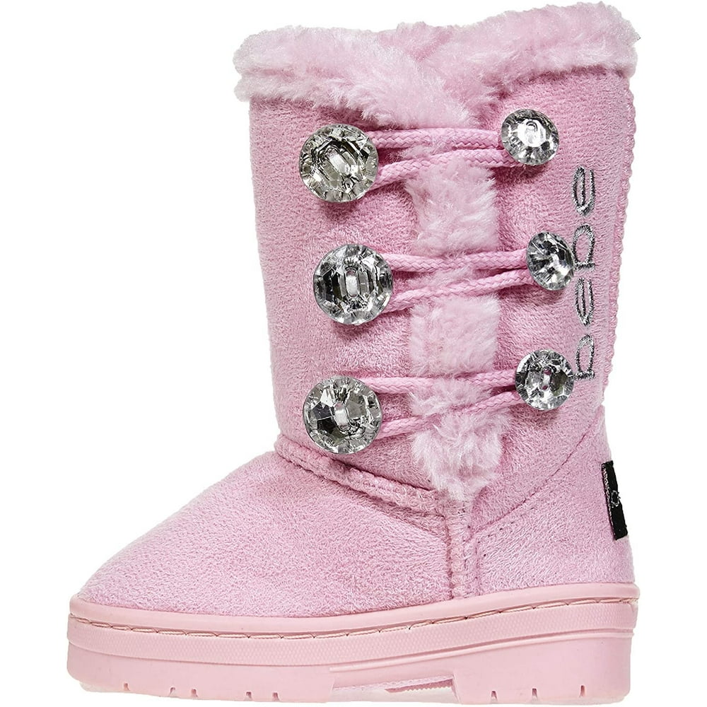 bebe bebe Toddler Girls Winter Boots with Rhinestones Buttons SlipOn