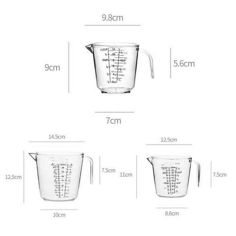 Lurrose Plastic Measuring Cups with Handles 2 Cup Ml Clear Measurement Tool  for Baking Cooking Sugar Flour (Transparent)