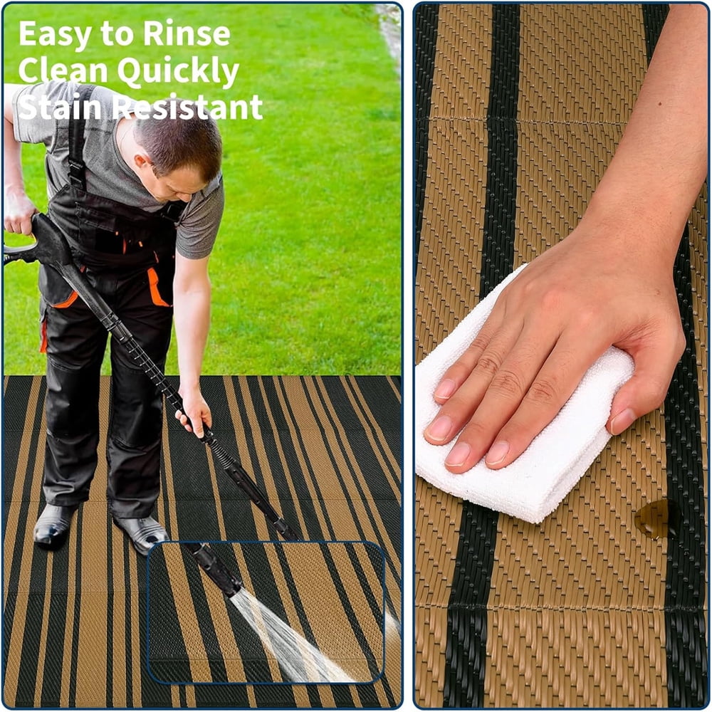 Waterproof Outdoor Rug 8x10/9×12/9×18, Plastic Straw Patio Camping Rug, Indoor Outdoor RV Mat Carpet for Deck, Camper, Porch, Balcony, Backyard, Picnic