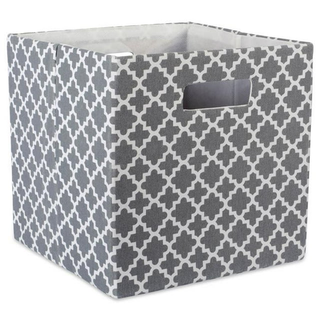 13 x 13 x 13 in. Lattice Square Polyester Storage Cube, Grey