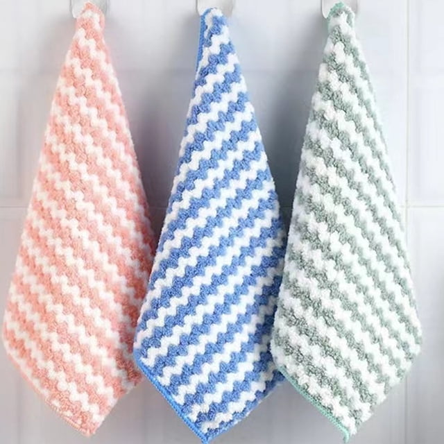 Paños de limpieza ultraabsorbentes, toallas de microfibra multiusos para cocina, reutilizables y antirayaduras, juego de 3 piezas en azul, rosa y verde, embalaje práctico y ecológico