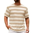 thumbnail image 3 of LWavelet Striped Men's Short Sleeve T-Shirt Comfortable Ideal for Daily Casual and Weekend Wear Khaki M, 3 of 4