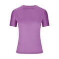 thumbnail image 3 of GigrtiJin Womens Base Yoga Tops Solid Color Short Sleeve Crew Neck Tees Tight Breathable Sweatshirt, 3 of 5