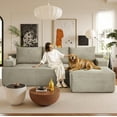 thumbnail image 5 of 96" L-Shaped Sectional Sofa, Oversized Modular Corduroy Couch with Chaise Lounge & 2 Throw Pillows, No Assembly Convertible Corner Sofa for Living Room Apartment,Camel, 5 of 9