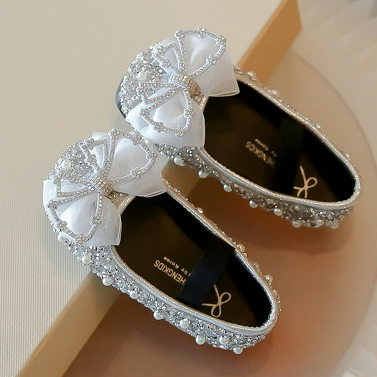 NAISIBABY Girls Dress Shoes, Bow Rhinestone Glitter Sequined  display picture 3