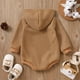 thumbnail image 3 of Gibobby Mamelucos para bebe niño Bebé niños niñas manga larga sólido con capucha pulóver recién nacido sudadera monos(Marrón, 12-18 Meses), 3 of 5