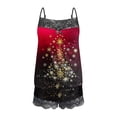 thumbnail image 5 of Puntoco Pijamas para mujer, conjunto de pijamas casuales con tirantes de encaje sexys de Navidad para mujer, camisetas sin mangas, pantalones cortos empalmados, 5 of 5