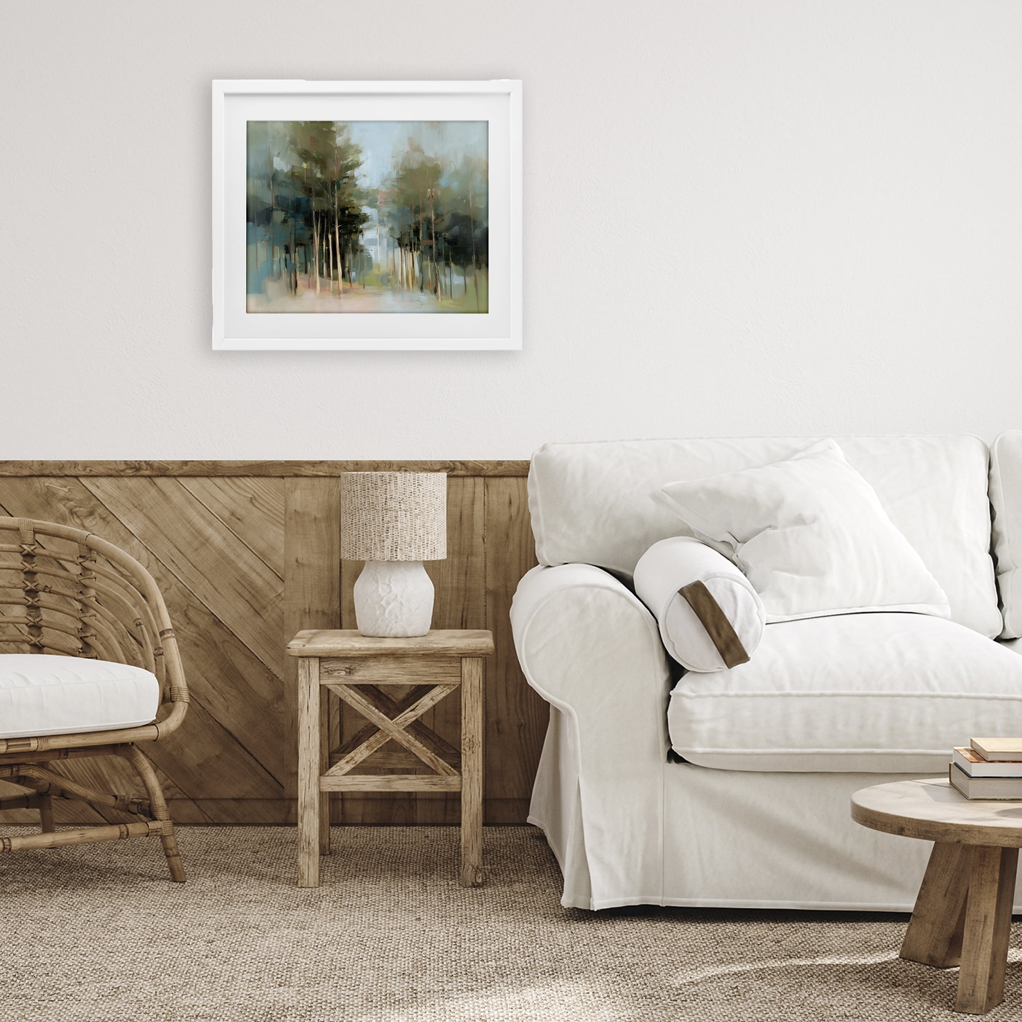 Stupell Industries The Grove Impressionist Forest White Framed Print Under Glass, design by Kim Curinga