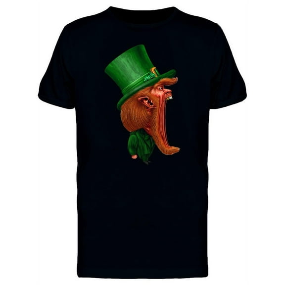 Big Mouth Leprechaun Cartoon T-Shirt Men -Image by Shutterstock, Male 3X-Large