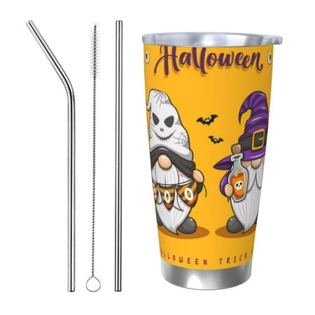 

Vsdgher Cute Gnomes Halloween 20 Oz Stainless Steel Vacuum Insulated Travel Mug Coffee Cup for Home Office Outdoor Works Great for Ice Drinks and Hot Beverage -Straw Three-piece Set