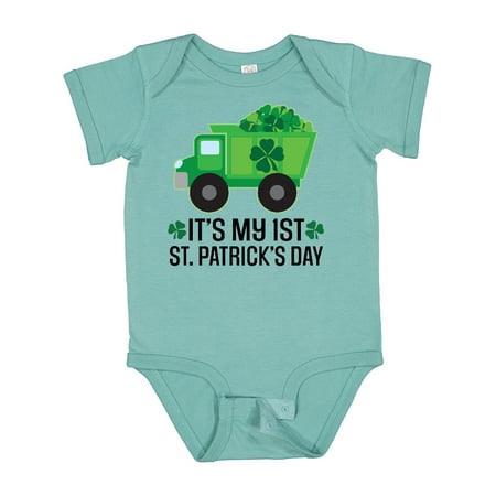 

Inktastic 1st St Patricks Day Construction Truck Shamrocks Gift Baby Boy Bodysuit