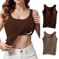 thumbnail image 3 of Ruyang Cotton Shelf Bra Camisoles Top for Women Sleeveless Basic Solid Camisole V Neck Camisole With Built In Padded Bra Vest, 3 of 3