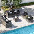thumbnail image 5 of Clouddwell 10 Piece Patio Furniture Set Wicker Rattan Patio Conversation Set Outdoor Sectional Sofa Set with Coffee Table and Black Cushions(Waterproof Cover Included), 5 of 6